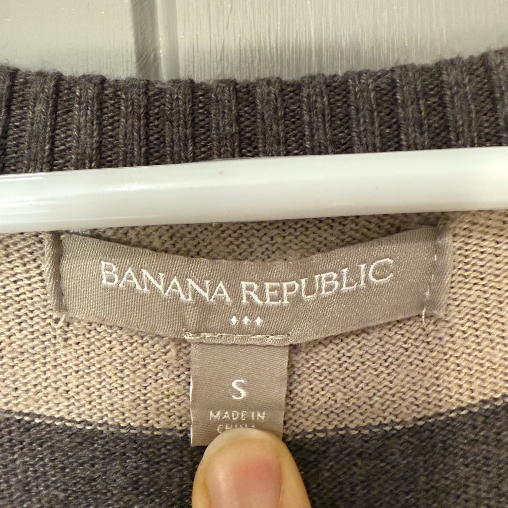 Banana Republic Womens Striped Knit Scoop Neck Long Sleeve Sweater Dress Grey S - Picture 2 of 7